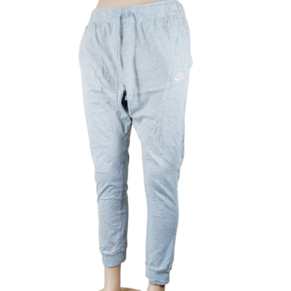 Nike Men's Light Heathered Grey 100% Cotton Drawstring Jogger Pants Size L